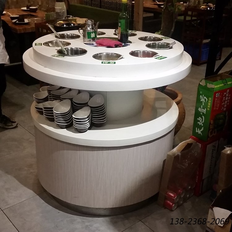 火鍋醬料臺(tái)，圓形調(diào)料臺(tái)，大理石醬料臺(tái)